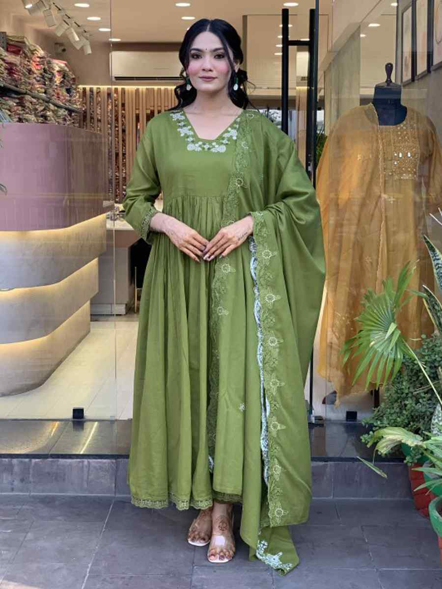 Green Bitalian Embroidered Festival Mehendi Ready Pant Salwar Kameez