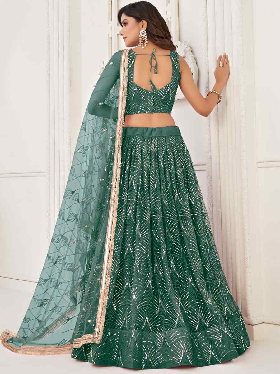 Green Butterfly Net Embroidered Festival Wedding Circular Lehenga Choli