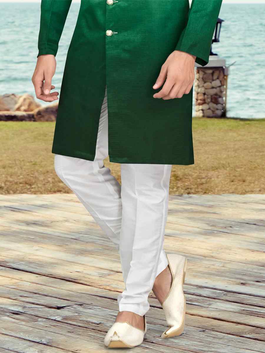 Green Champion Silk Printed Festival Party Sherwani
