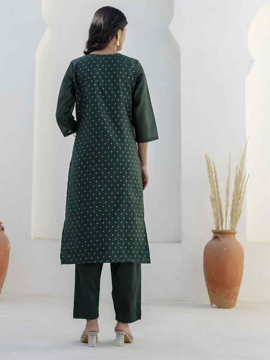 Green Chanderi Silk Embroidery Party Wedding Festival Casual Ready Pant Salwar Kameez