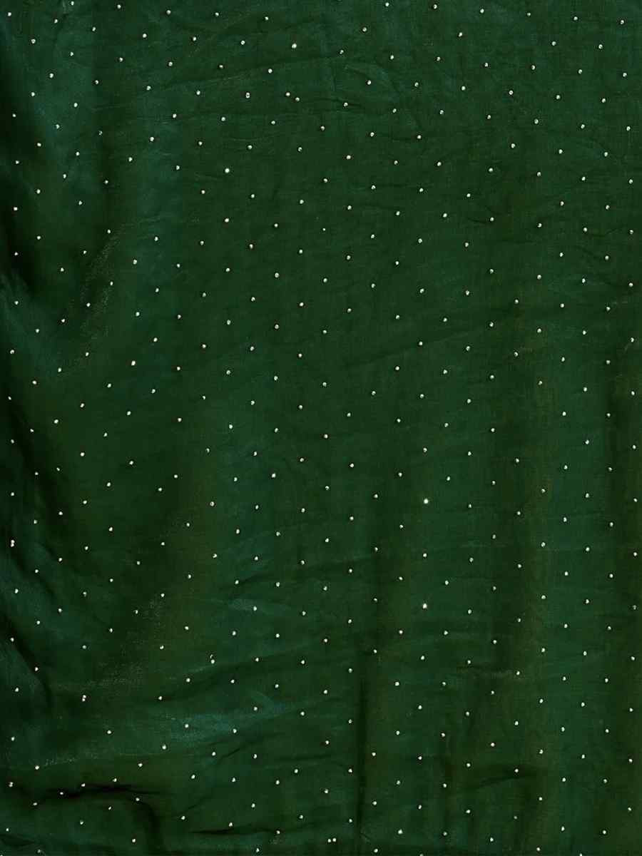Green Chiffon Plain Diamond Work Casual Reception Festival Wedding Fancy Classic Style Sarees