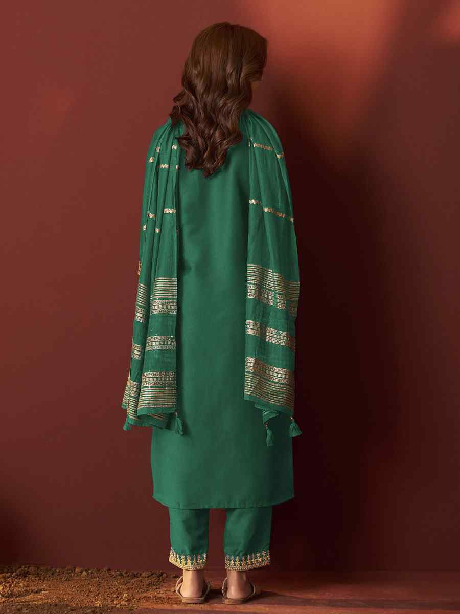 Green Chinon Embroidery Party Wedding Festival Casual Ready Pant Salwar Kameez