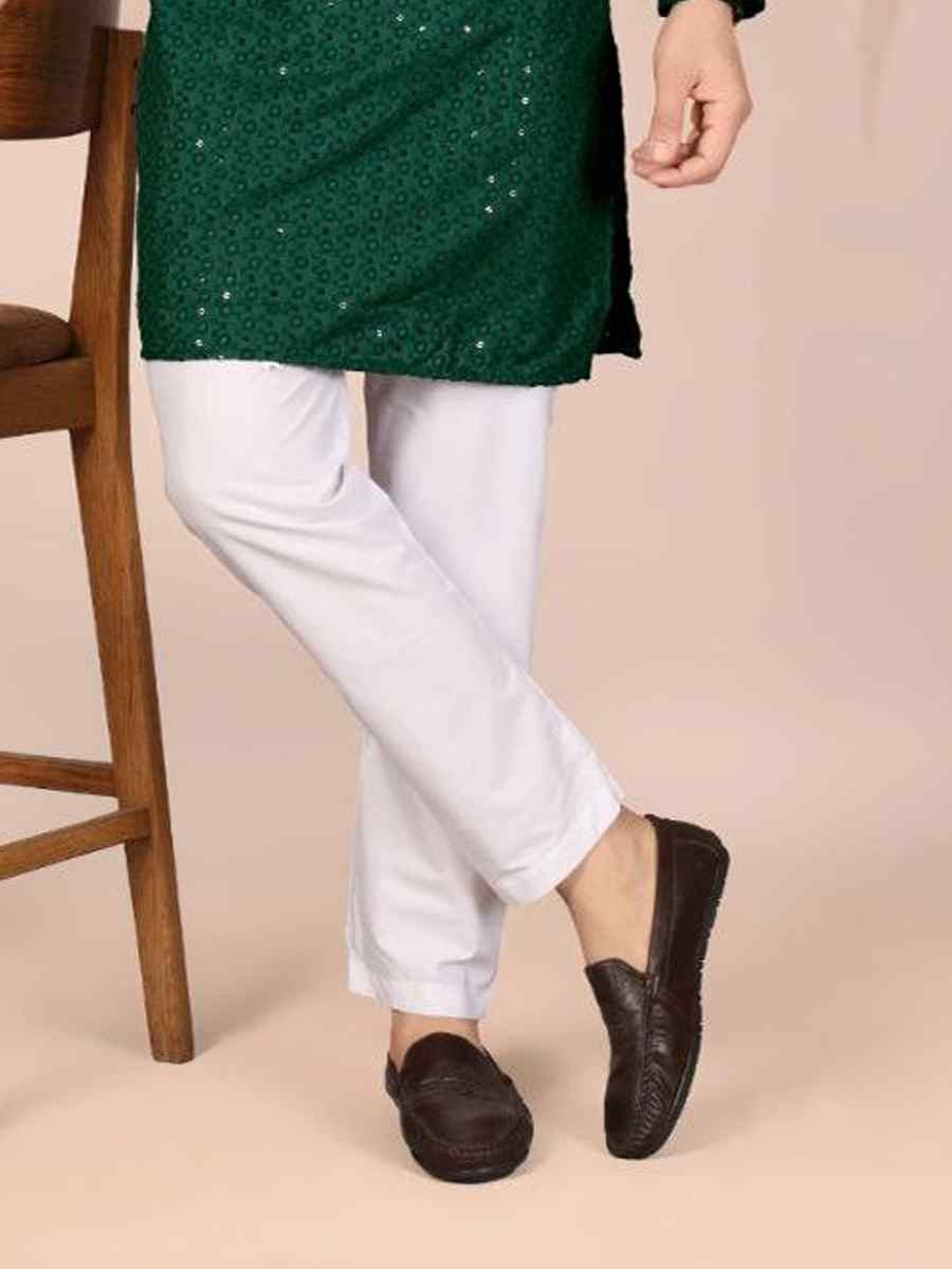 Green Cotton Embroidery Festival Wedding Party Mens Kurta