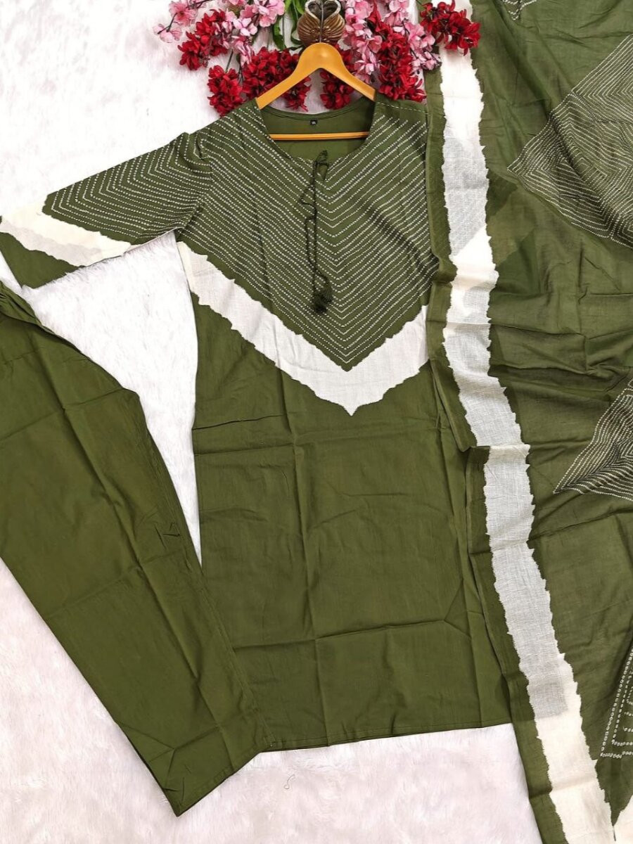 Green Cotton Embroidery Wedding Party Festival Ready Pant Salwar Kameez