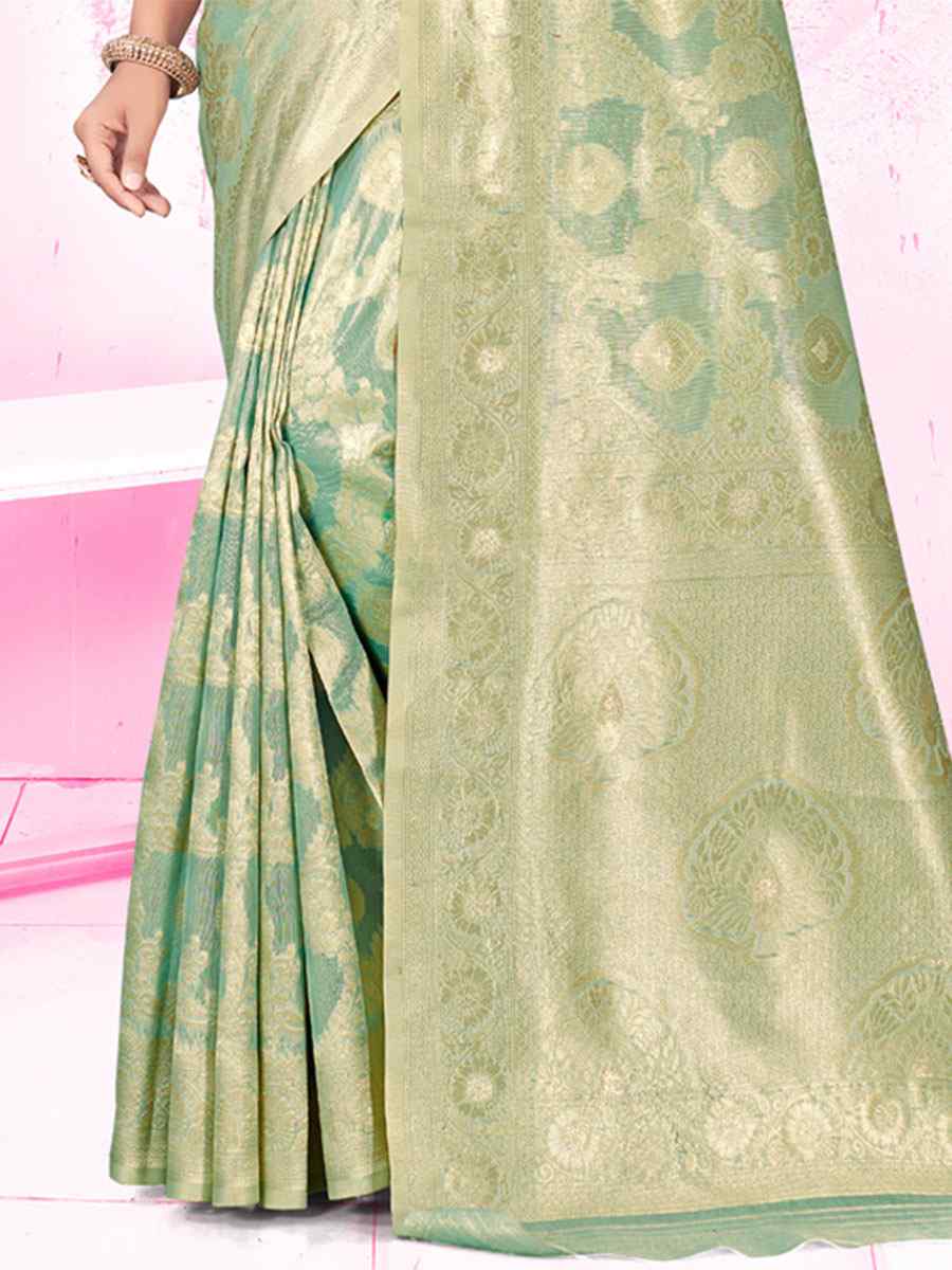 Green Cotton Handwoven Wedding Festival Heavy Border Saree