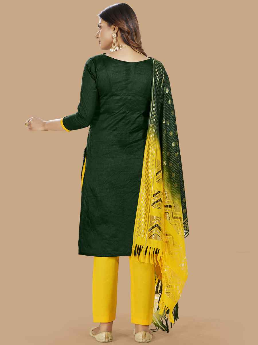 Green Cotton Jacquard Handwoven Casual Festival Pant Salwar Kameez