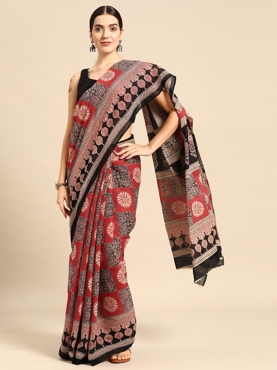 Green Cotton Printed Festival Casual Contemporary Sarees