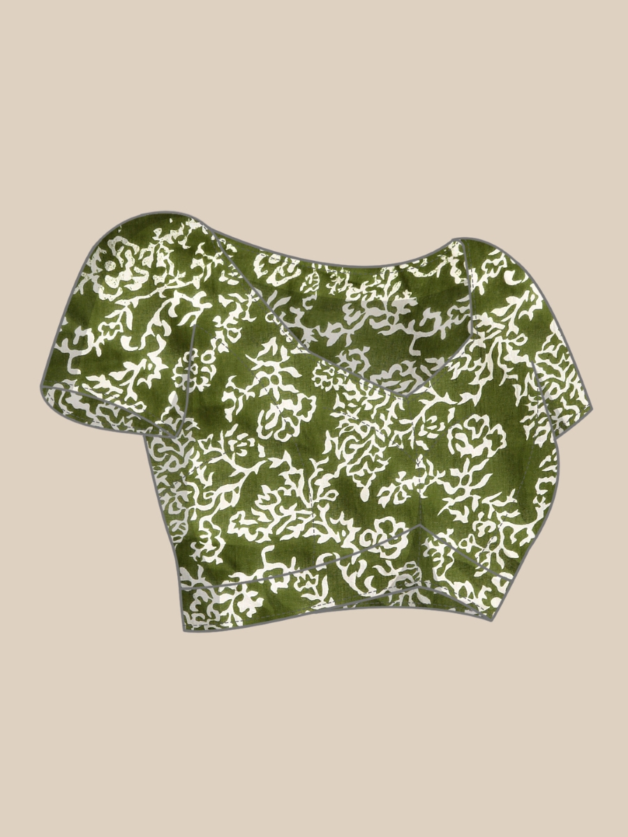Green Cotton Printed Festival Casual Contemporary Sarees