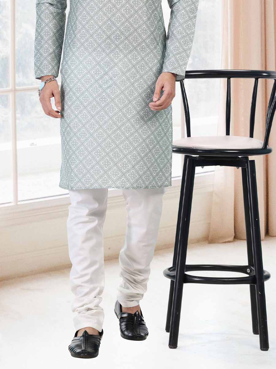 Green Cotton Printed Festival Mehendi Kurta