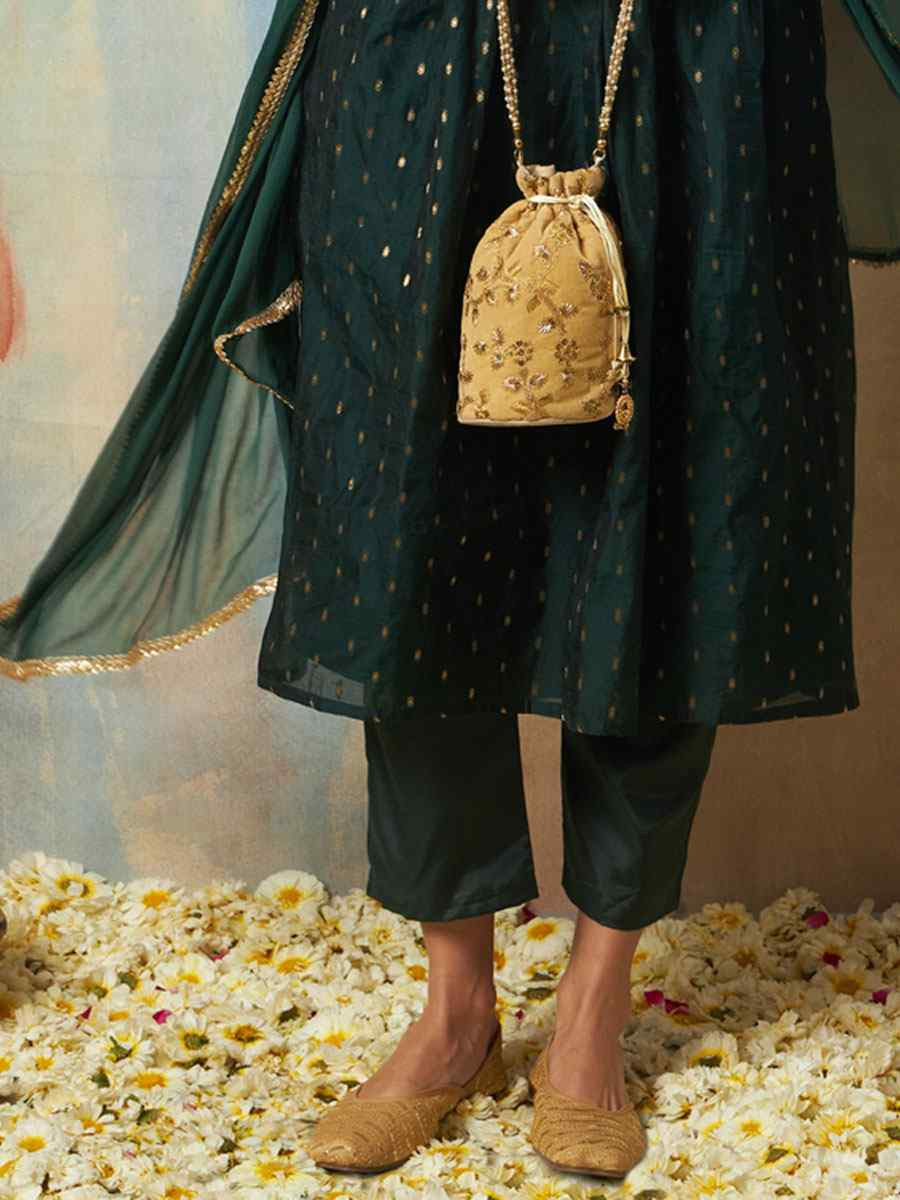 Green Cotton Silk Embroidery Party Wedding Festival Casual Ready Pant Salwar Kameez