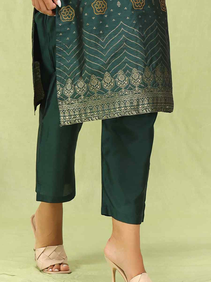 Green Cotton Silk Jacquard Embroidery Party Wedding Festival Casual Ready Pant Salwar Kameez