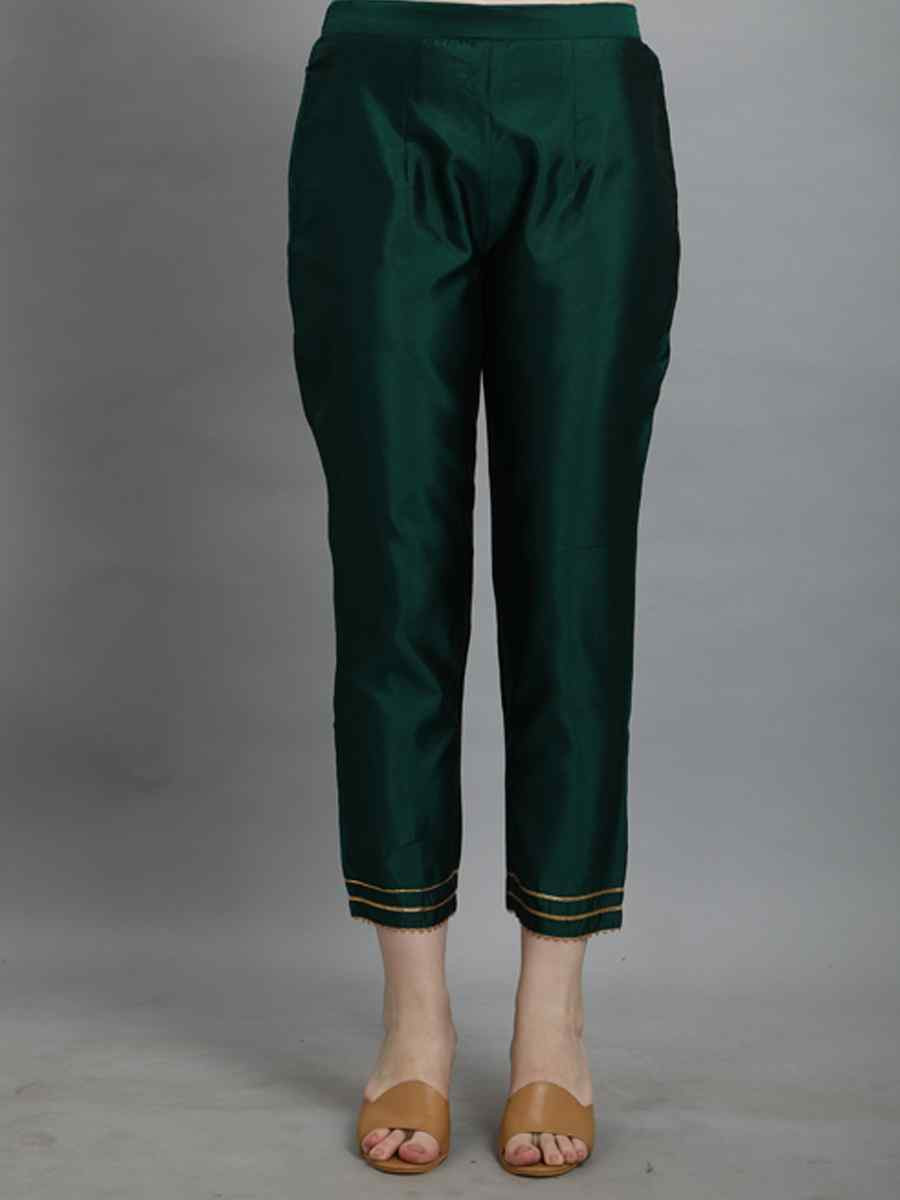 Green Cotton Silk Jacquard Handwoven Party Wedding Festival Casual Ready Pant Salwar Kameez