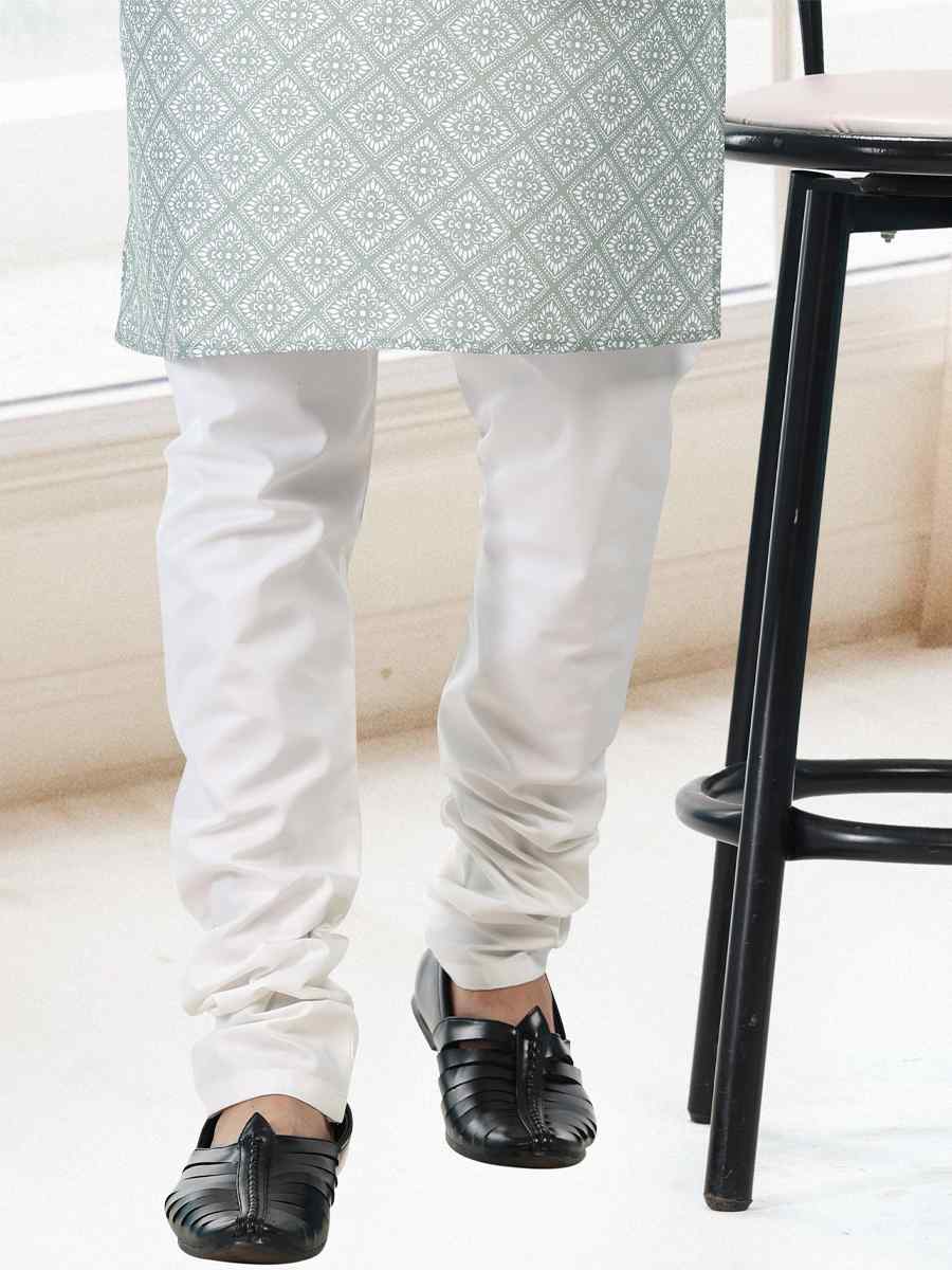 Green Cotton Woven Festival Party Kurta