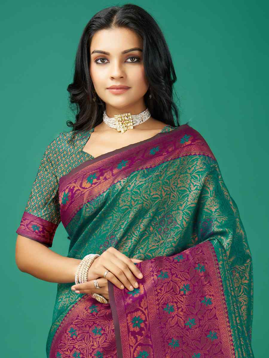Green Cream Soft Silk Handwoven Festival Casual Heavy Border Saree