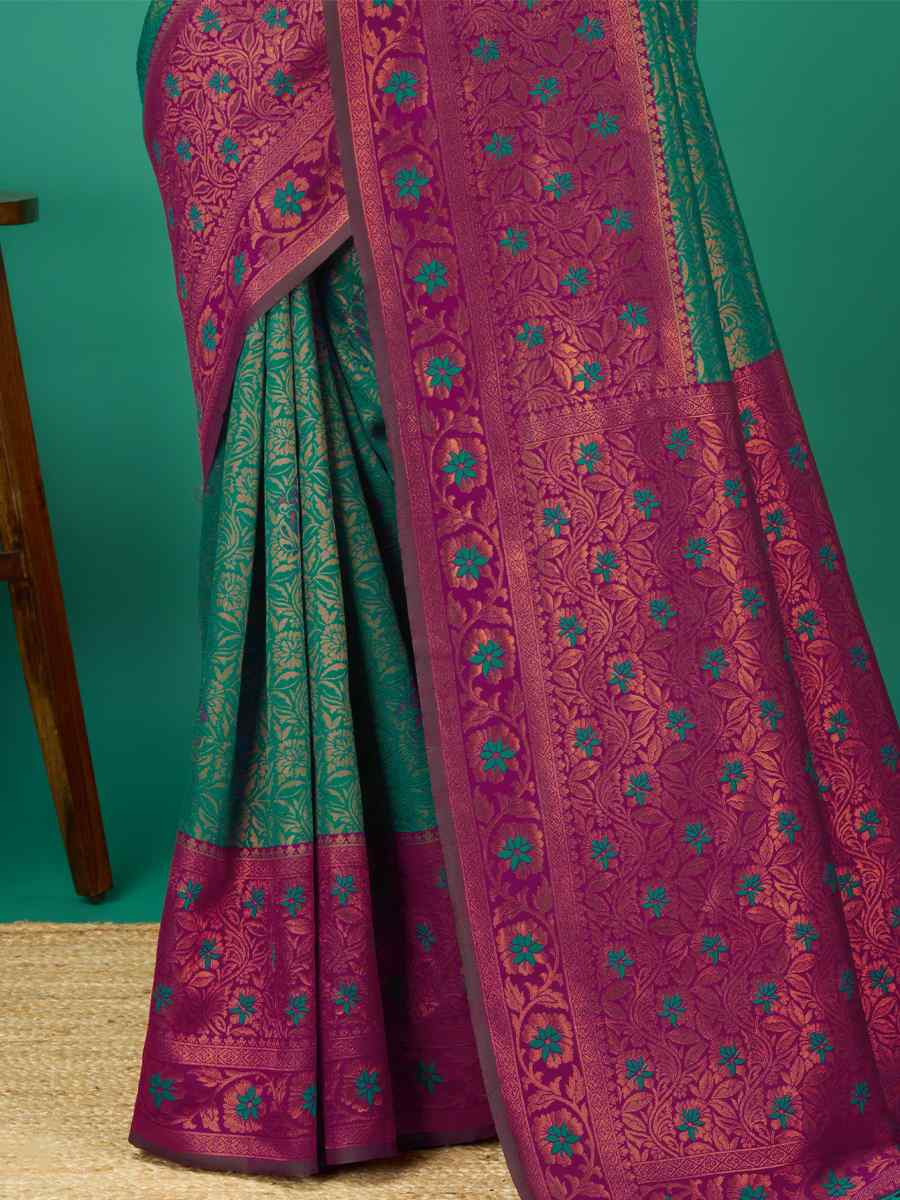 Green Cream Soft Silk Handwoven Festival Casual Heavy Border Saree