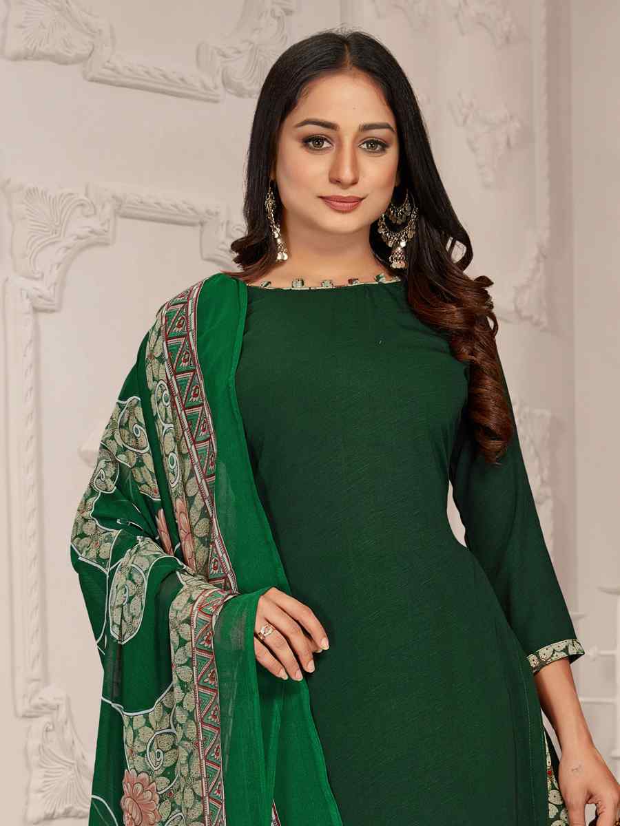 Green Crepe Georgette Printed Casual Festival Patiala Salwar Kameez