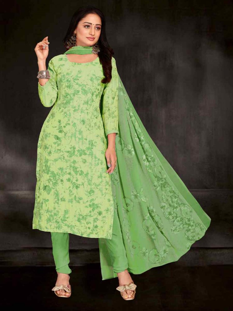 Green Crepe Printed Casual Festival Pant Salwar Kameez