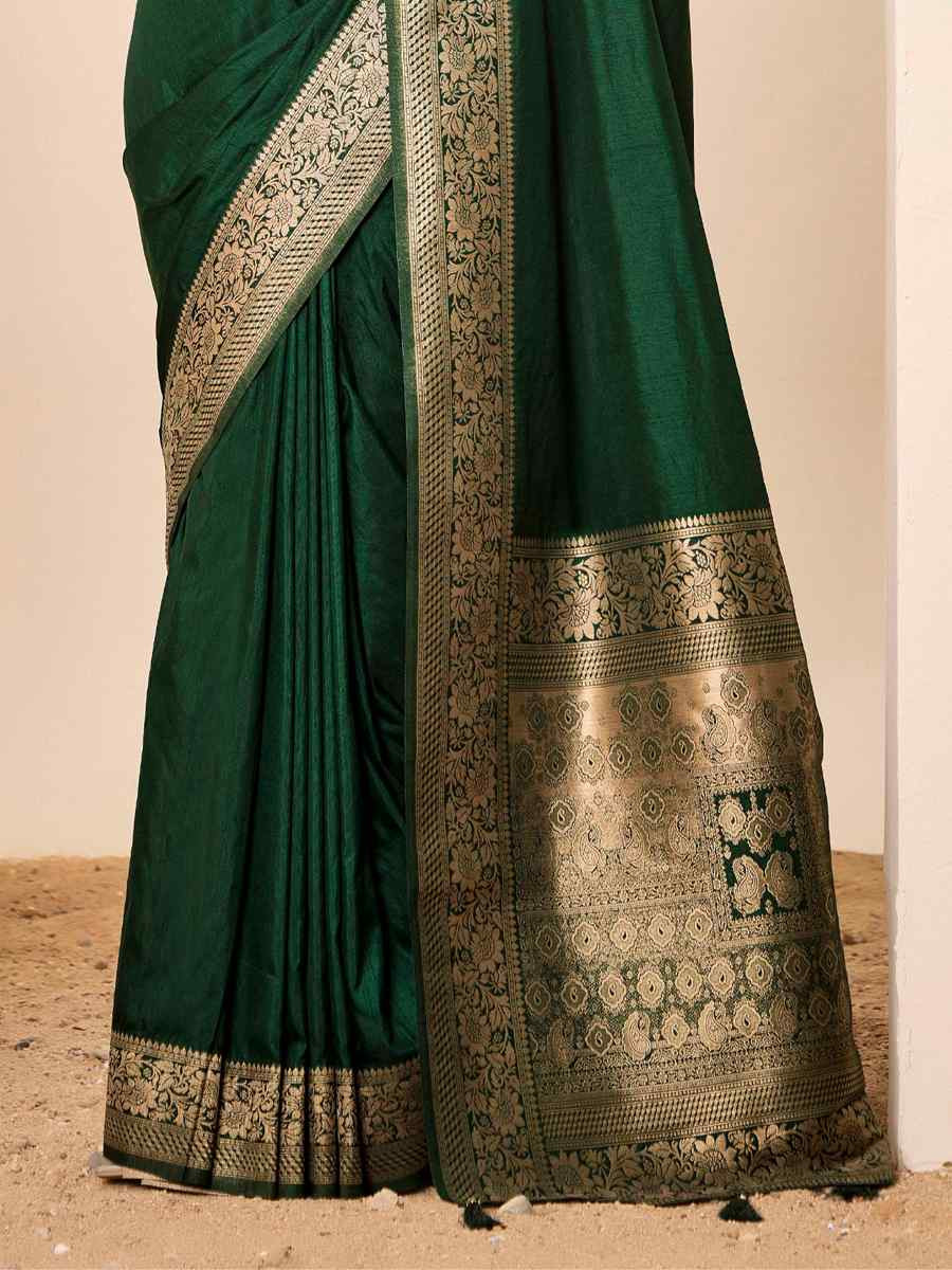 Green Dolla Silk Handwoven Festival Wedding Fancy Heavy Border Saree