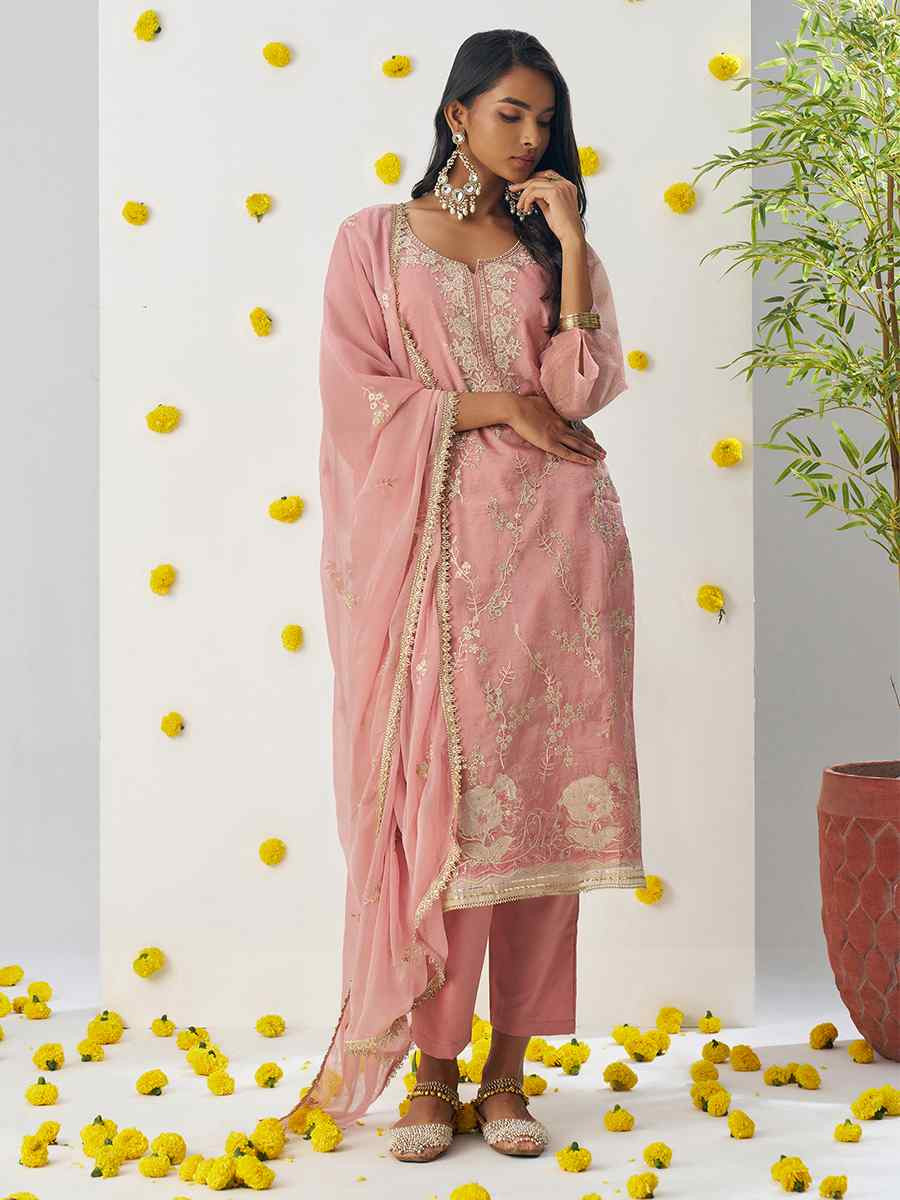 Green Fancy Crush Embroidered Party Casual Ready Pant Salwar Kameez