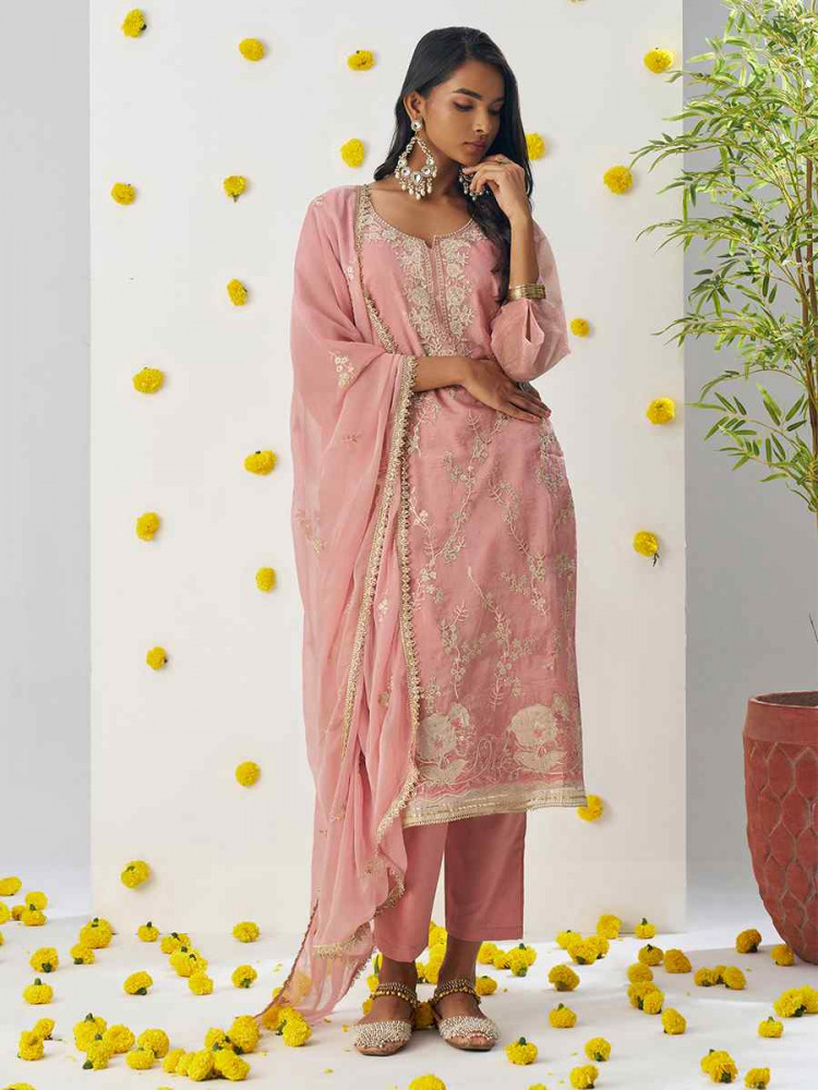 Green Fancy Crush Embroidered Party Casual Ready Pant Salwar Kameez