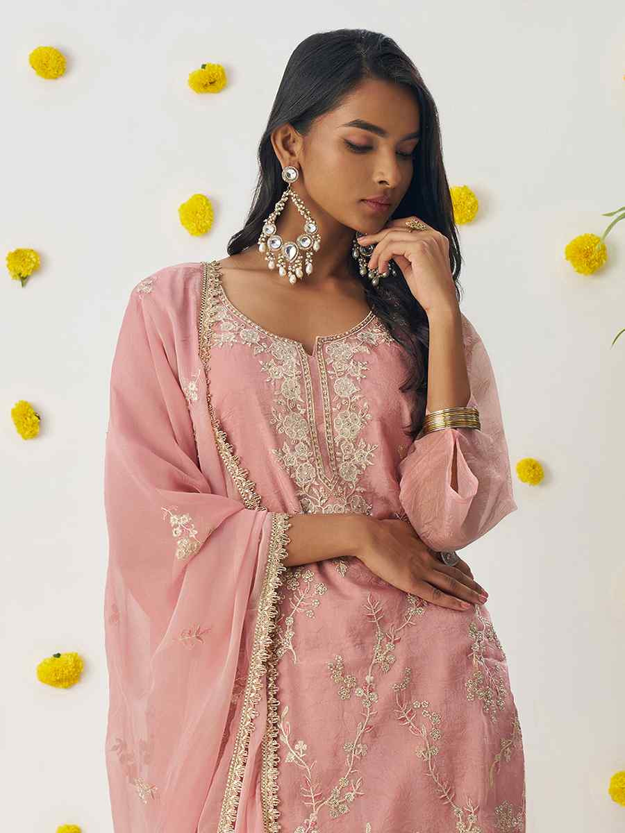 Green Fancy Crush Embroidered Party Casual Ready Pant Salwar Kameez