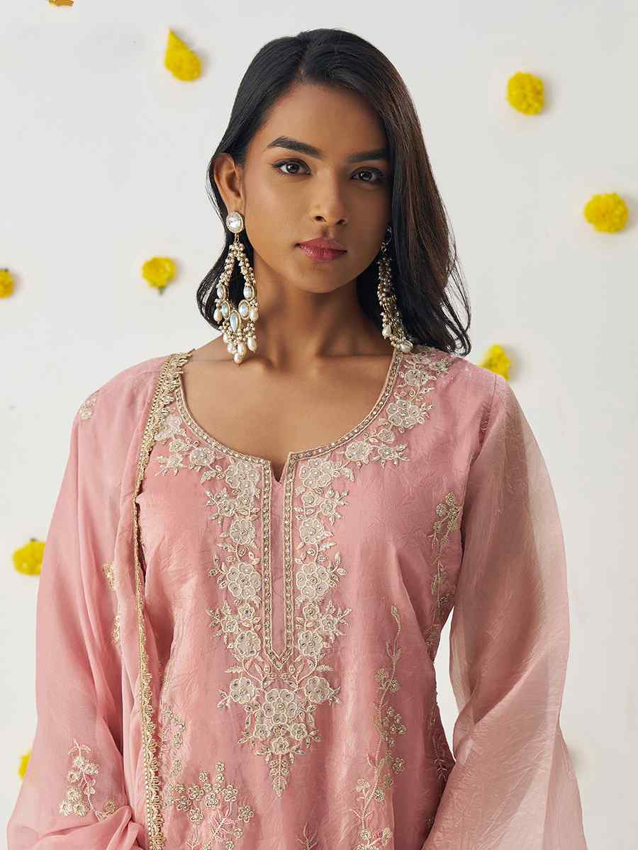 Green Fancy Crush Embroidered Party Casual Ready Pant Salwar Kameez