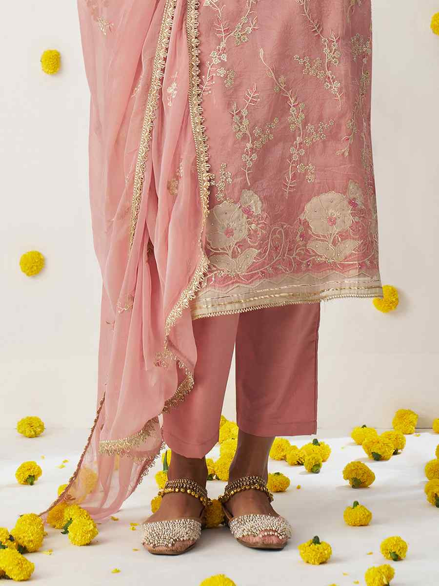 Green Fancy Crush Embroidered Party Casual Ready Pant Salwar Kameez