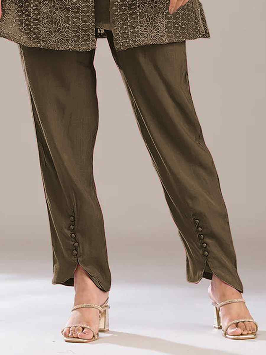 Green Faux Georgette Embroidered Festival Casual Kurti Bottom Women Wear