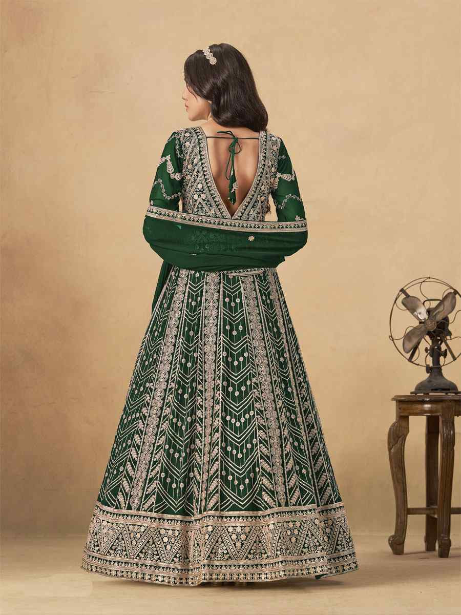 Green Faux Georgette Embroidered Festival Wedding Lawn Salwar Kameez