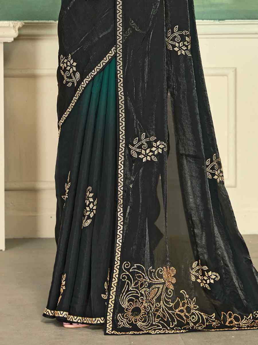 Green Fendi Satin Silk Embroidery Bridal Reception Festival Wedding Fancy Classic Heavy Border Saree
