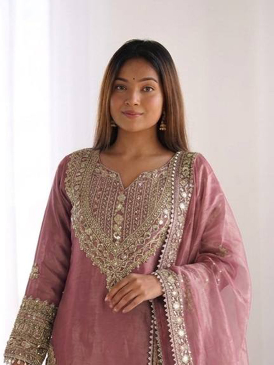 Green Fendy Silk Embroidery Sequins Zari Wedding Party Festival Casual Ready Palazzo Pant Salwar Kameez