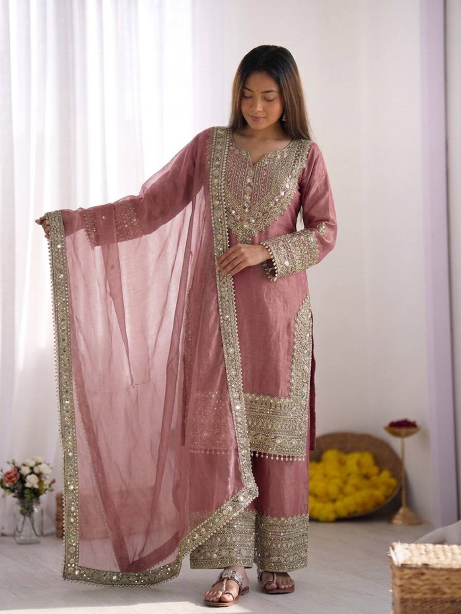 Green Fendy Silk Embroidery Sequins Zari Wedding Party Festival Casual Ready Palazzo Pant Salwar Kameez