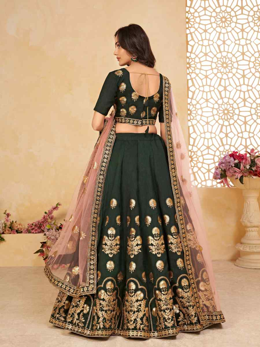 Green Fine Art Silk Sequins Festival Circular Lehenga Choli