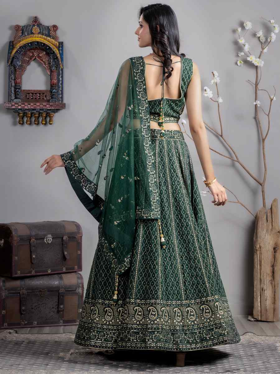Green Georgette Embroidered Festival Mehendi Circular Lehenga Choli