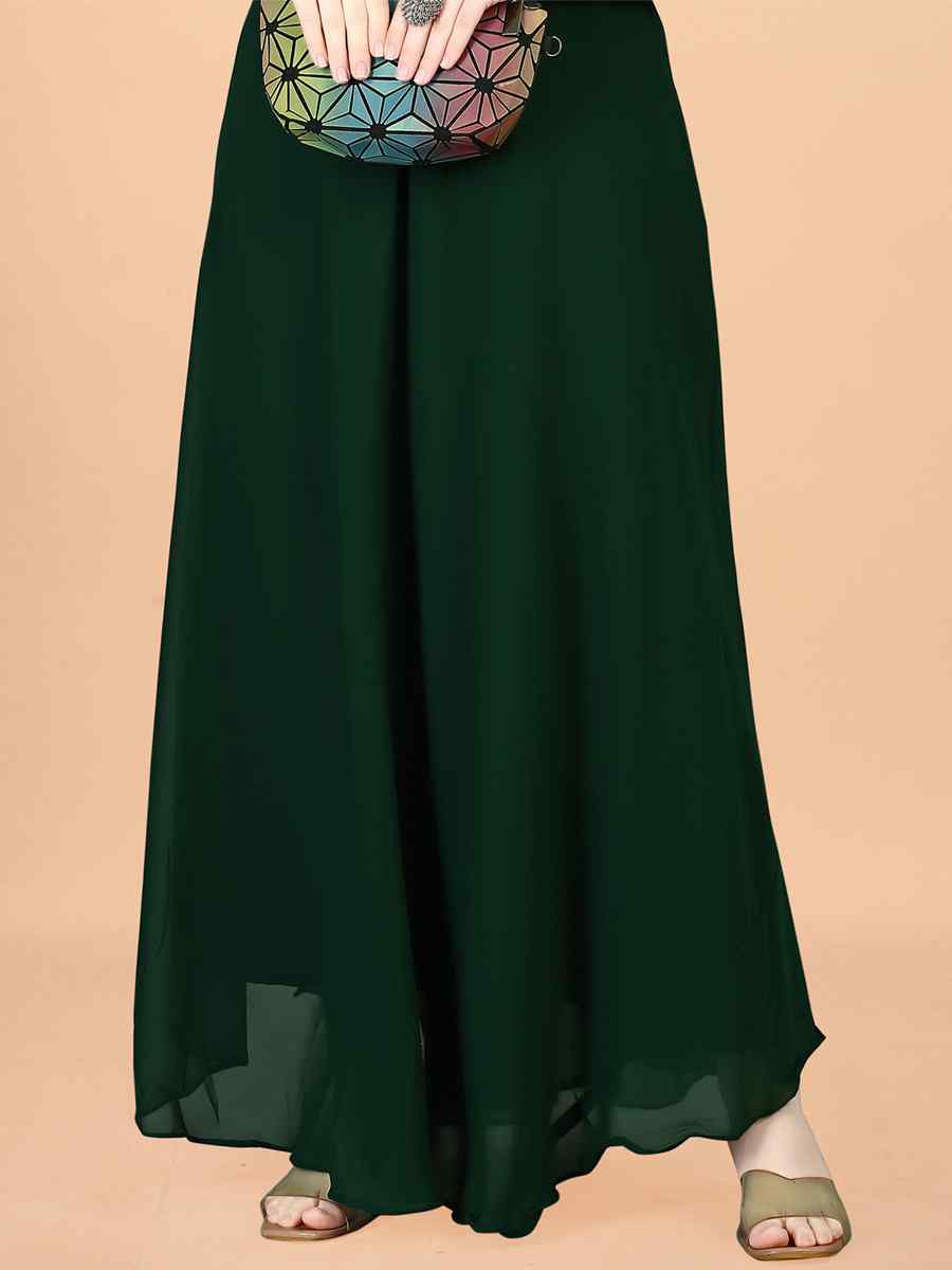 Green Georgette Embroidered Festival Party Gown