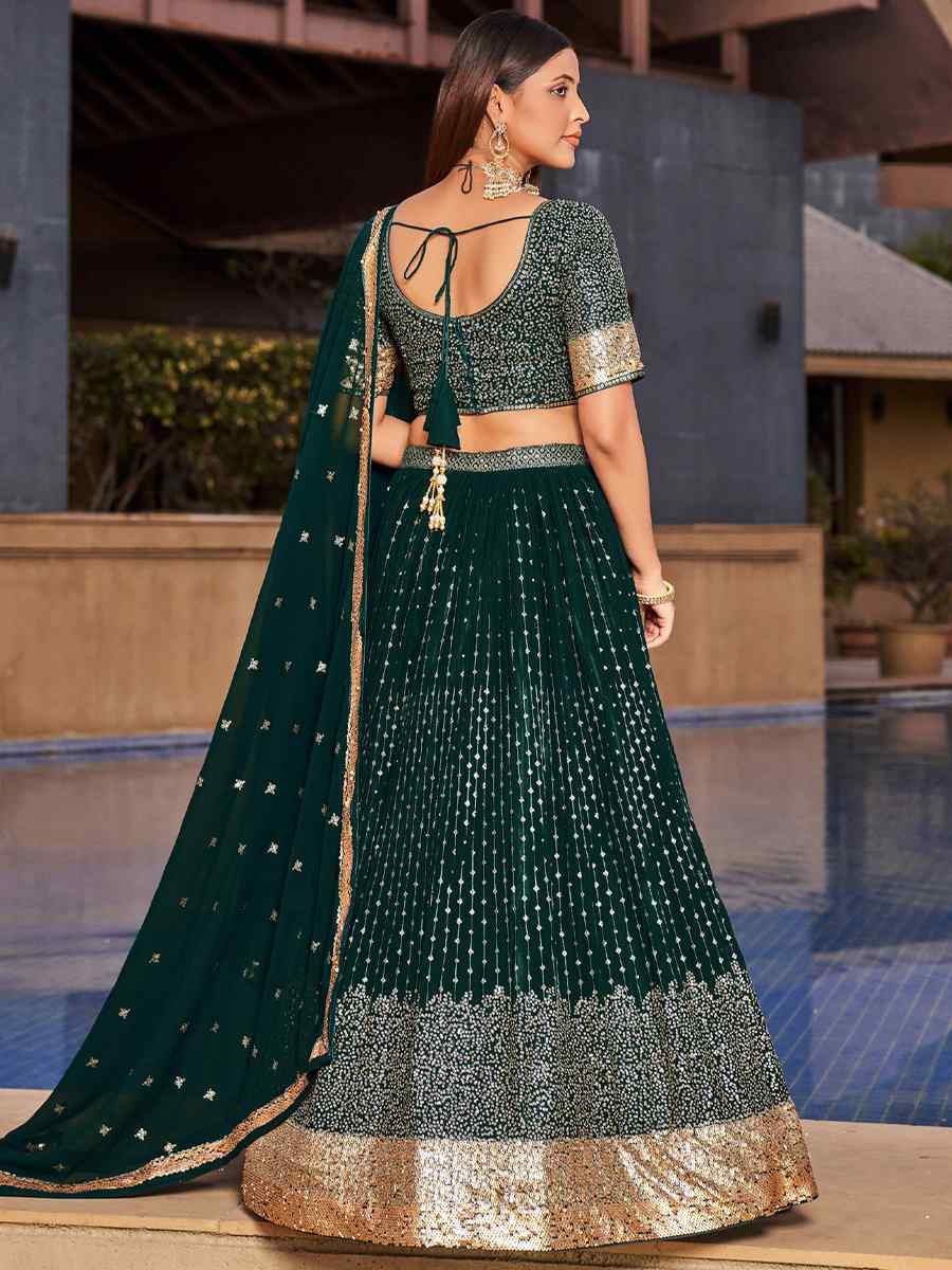 Green Georgette Embroidered Festival Wedding Circular Lehenga Choli