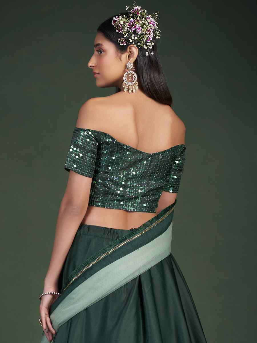 Green Georgette Embroidered Festival Wedding Circular Lehenga Choli
