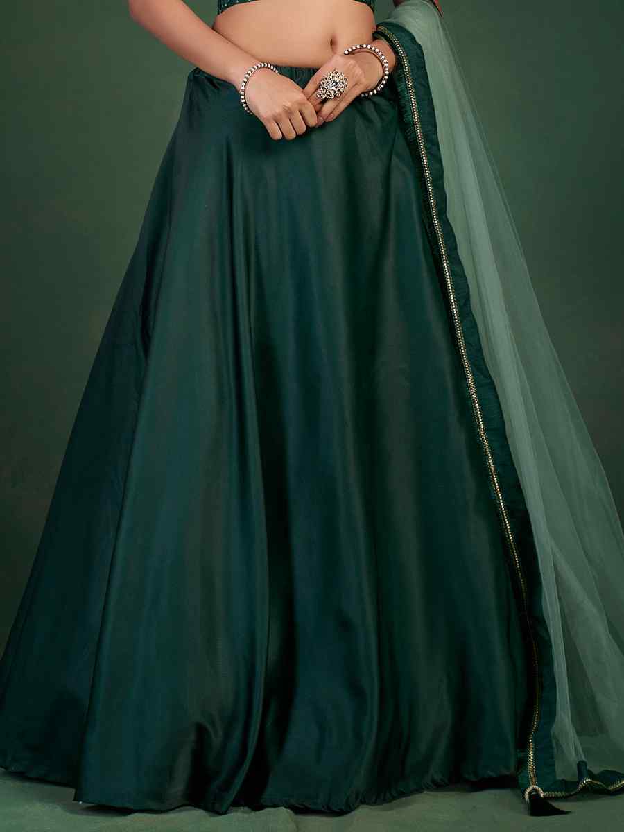 Green Georgette Embroidered Festival Wedding Circular Lehenga Choli