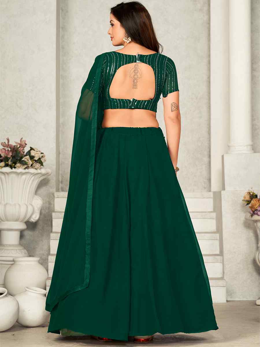 Green Georgette Embroidered Festival Wedding Circular Lehenga Choli