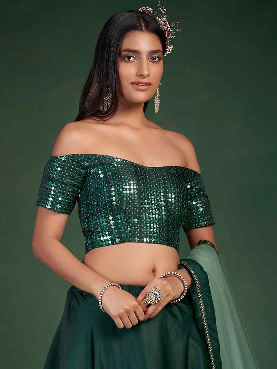 Green Georgette Embroidered Festival Wedding Circular Lehenga Choli