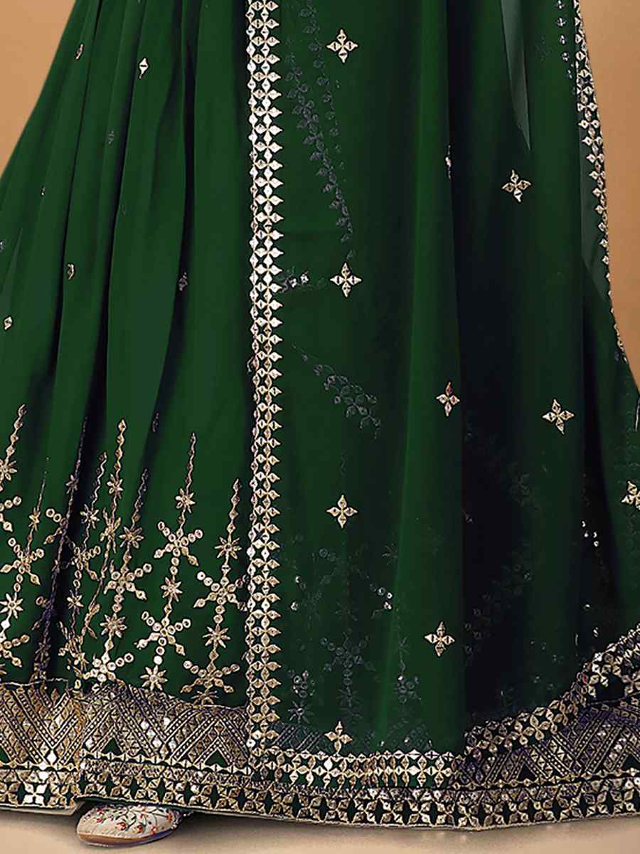 Green Georgette Embroidered Festival Wedding Heavy Border Lehenga Choli