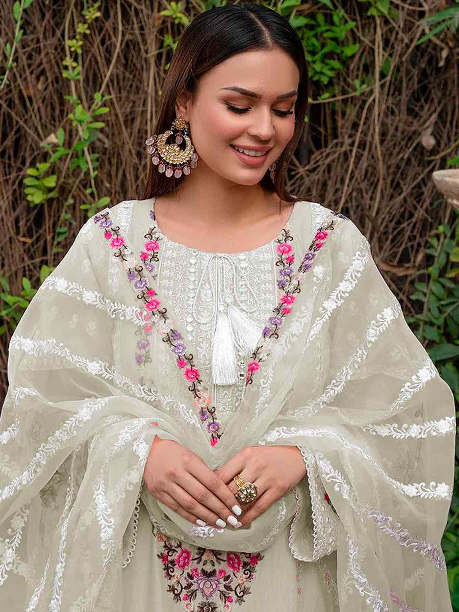 Green Georgette Embroidered Festival Wedding Pant Salwar Kameez