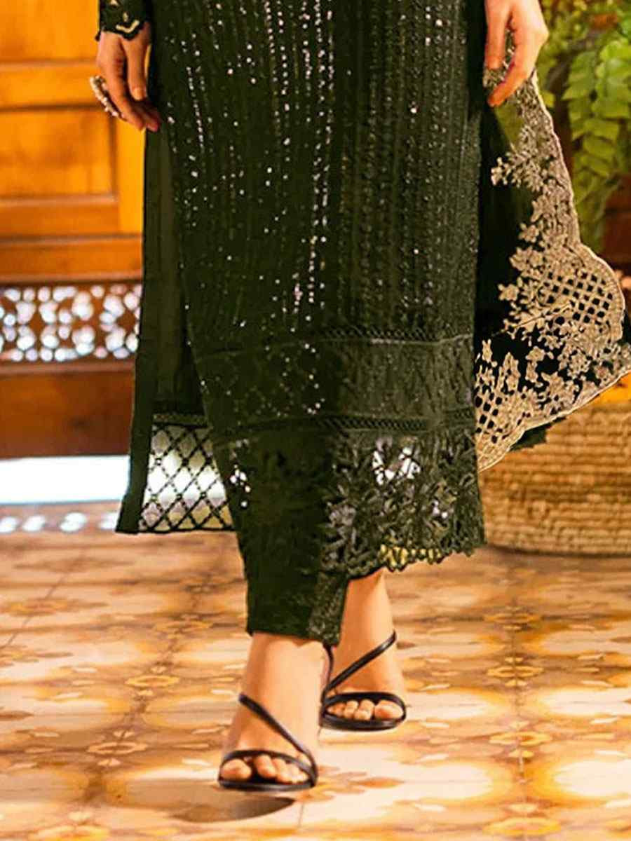 Green Georgette Embroidered Festival Wedding Pant Salwar Kameez