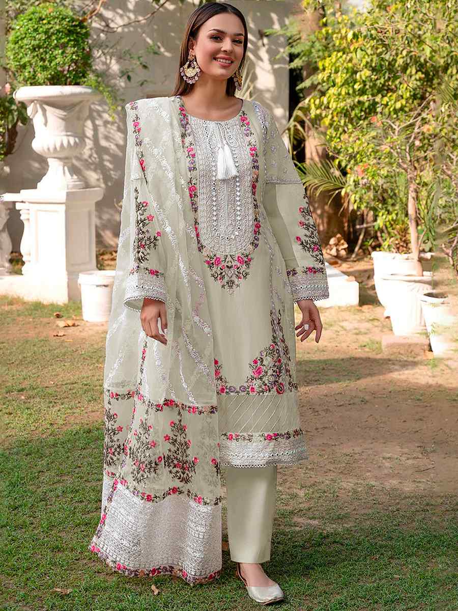 Green Georgette Embroidered Festival Wedding Pant Salwar Kameez