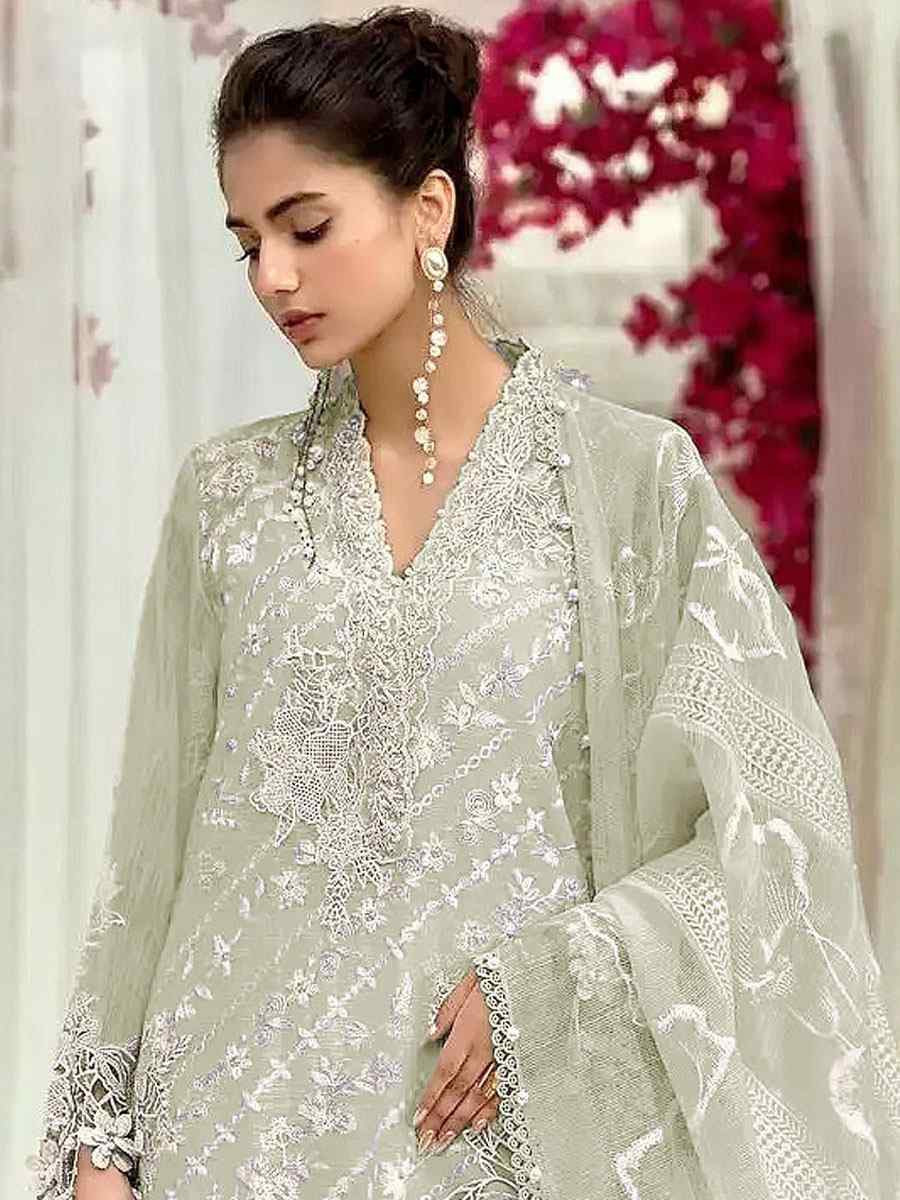 Green Georgette Embroidered Festival Wedding Pant Salwar Kameez