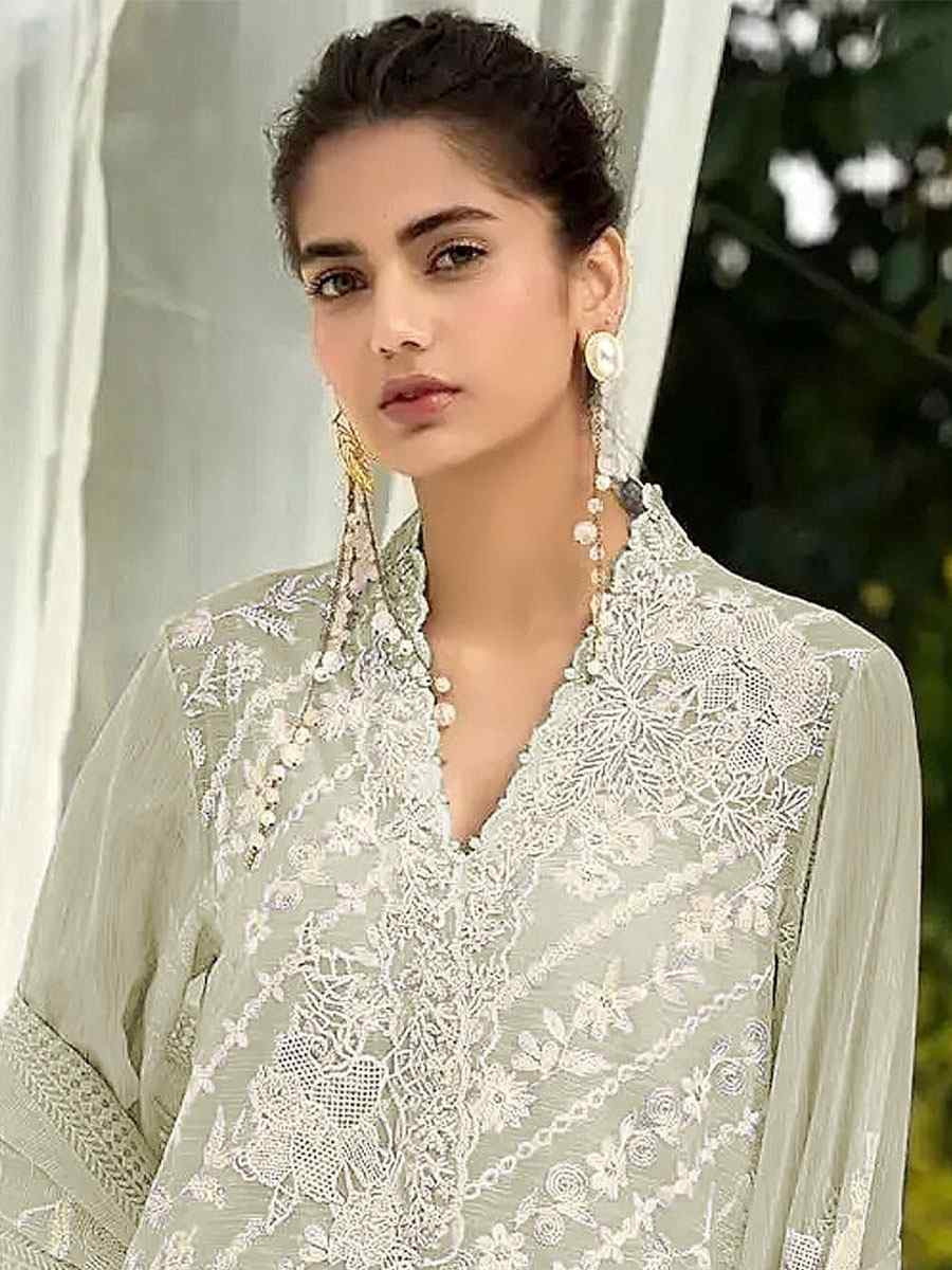 Green Georgette Embroidered Festival Wedding Pant Salwar Kameez