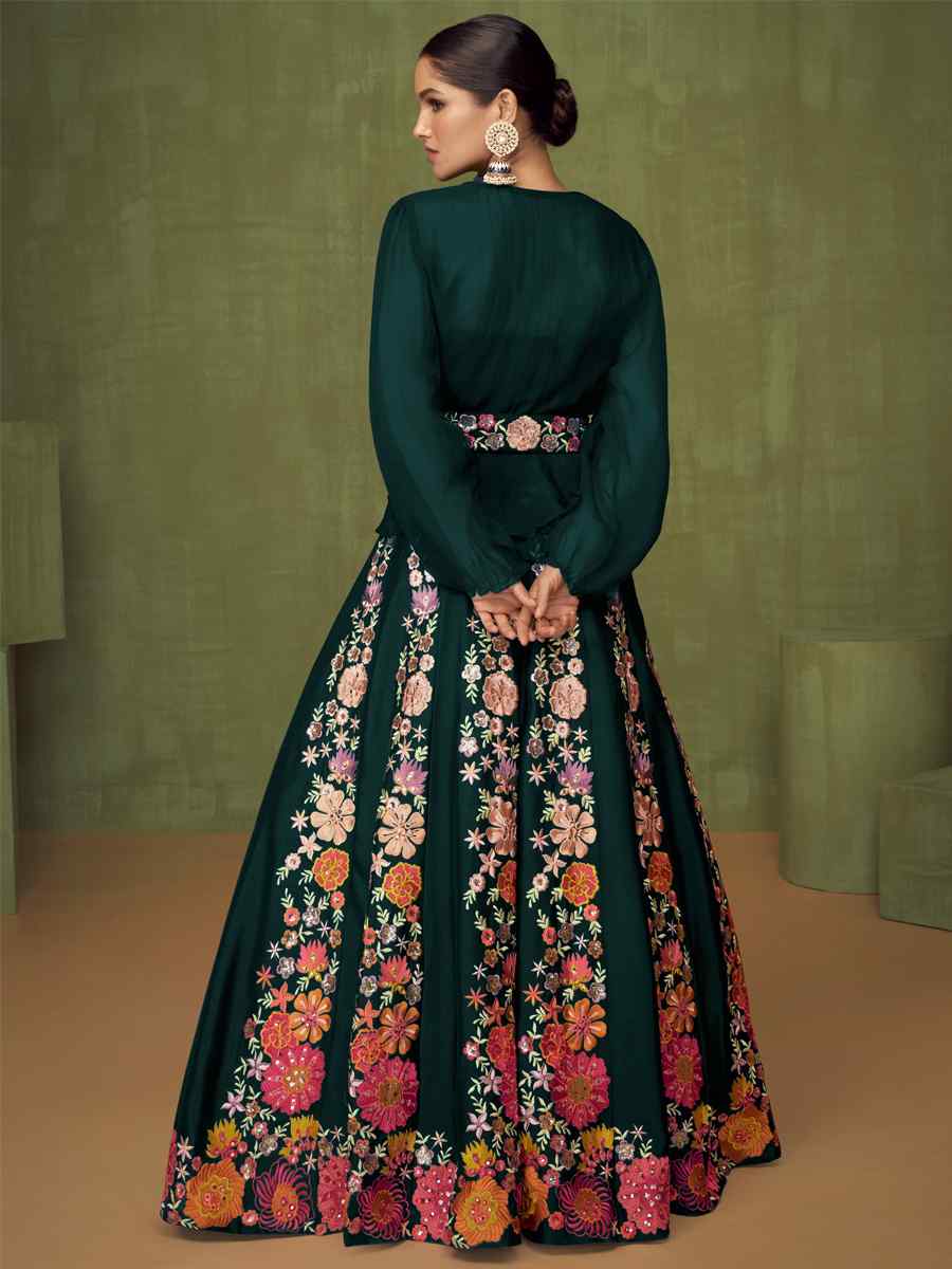 Green Georgette Embroidered Party Anarkali Salwar Kameez