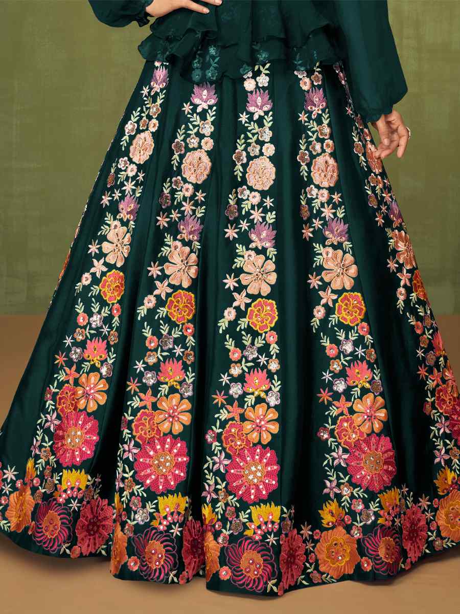 Green Georgette Embroidered Party Anarkali Salwar Kameez