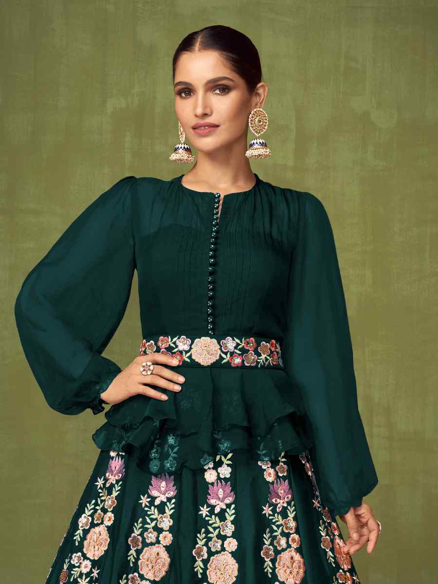 Green Georgette Embroidered Party Anarkali Salwar Kameez