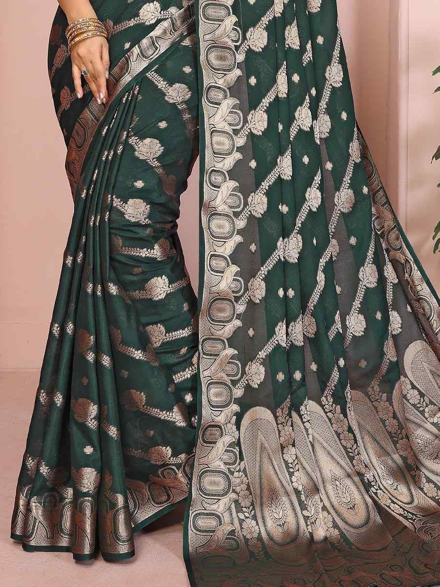 Green Georgette Silk Handwoven Festival Wedding Fancy Heavy Border Saree